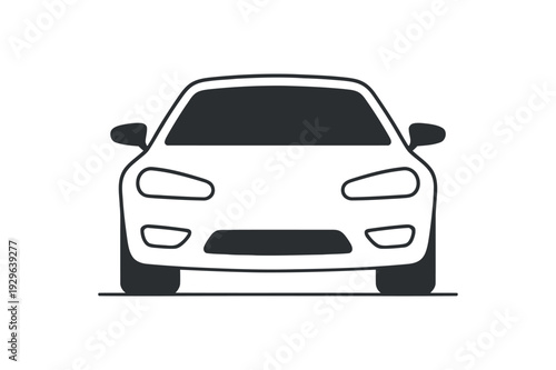 Modern Car Front View Icon Minimalist Auto Silhouette Transportation Concept Clean Design