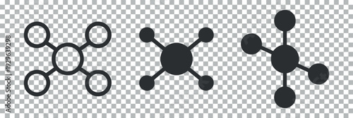 Molecular Structure Icons Set on Transparent Background
