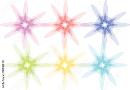 Colorful  effect starburst shapes on a transparent background