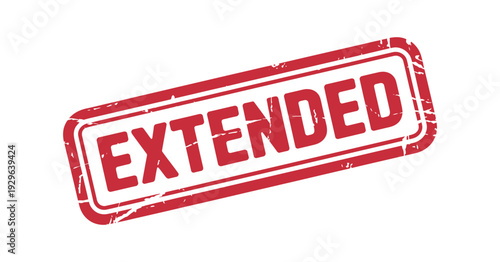 Red Rubber Stamp with Text EXTENDED on White Background Grunge Texture