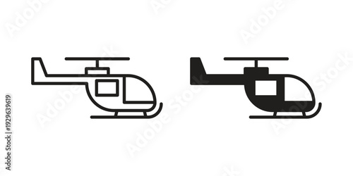 Helicopter icons In Trendy Design Vector Eps 10, Editable Stroke and solid flat.