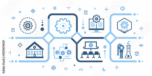 Illustrative vector design showcasing interconnected technology and learning concepts
