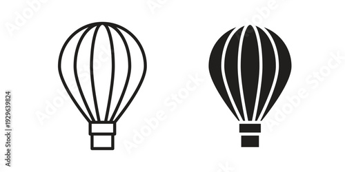 Hot air balloon icons In Trendy Design Vector Eps 10, Editable Stroke and solid flat.