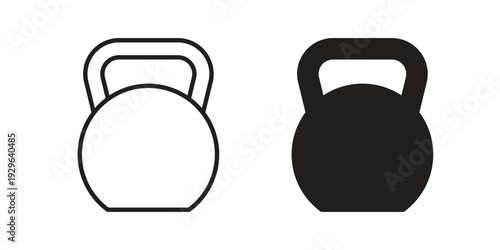 Kettlebell icons In Trendy Design Vector Eps 10, Editable Stroke and solid flat.