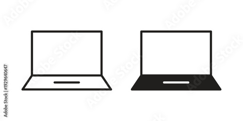 Laptop icons In Trendy Design Vector Eps 10, Editable Stroke and solid flat.