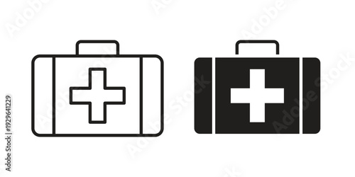 Medical kit icons In Trendy Design Vector Eps 10, Editable Stroke and solid flat.