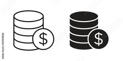 Money coin icons In Trendy Design Vector Eps 10, Editable Stroke and solid flat.