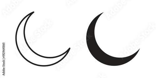 Moon icons In Trendy Design Vector Eps 10, Editable Stroke and solid flat.