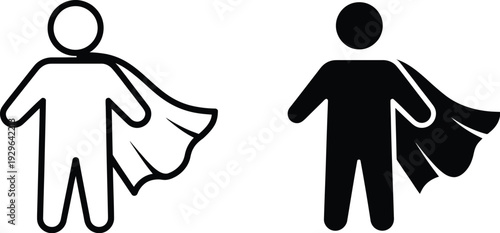 Superhero icons with contrasting capes