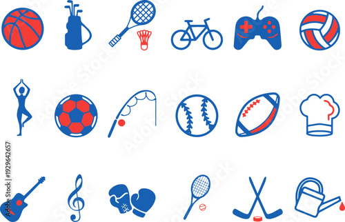 Sports Equipment Icons Set – Ball Games and Athletic Line Vector Collection