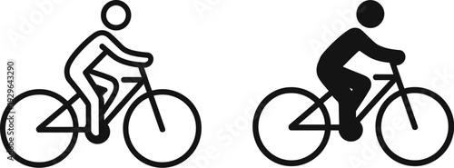 Simple bicycle icons for cycling and transportation