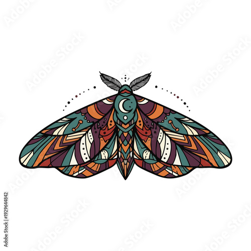 Vibrant butterfly illustration with intricate patterns and designs on its wings, showcasing artistry and creativity in a digital artwork from a front viewpoint