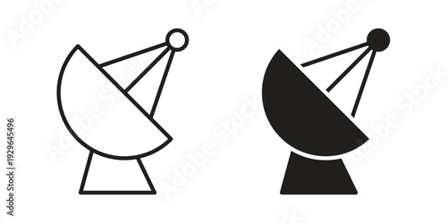 Satellite dish icons In Trendy Design Vector Eps 10, Editable Stroke and solid flat.