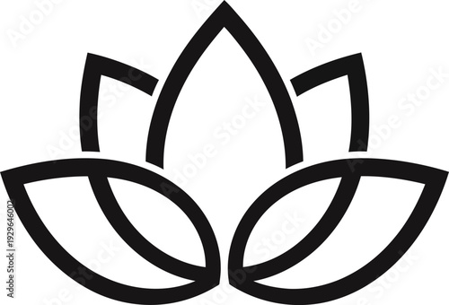 Modern lotus flower icon in sleek black design