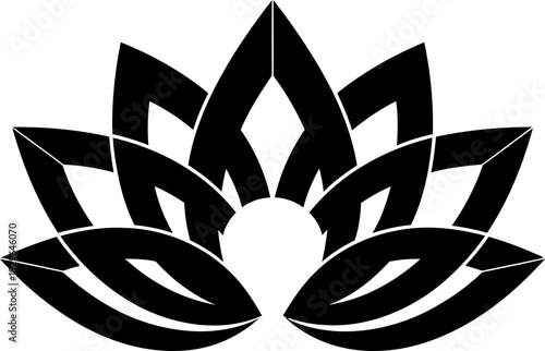 Modern black lotus flower symbol for design and spirituality