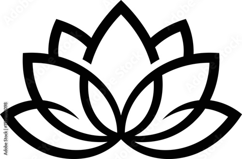 Elegant black lotus flower symbol for mindfulness and meditation