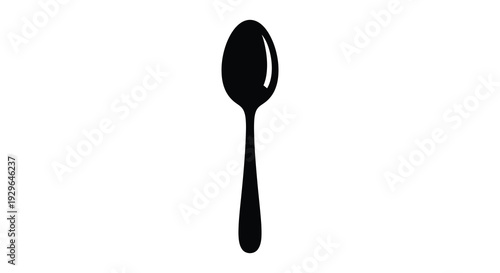 A minimalist depiction of a single polished spoon against a white background presented as a silhouette high quality professional