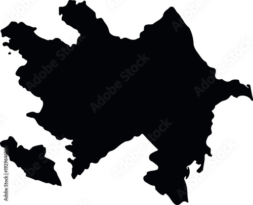 Silhouette map of Azerbaijan a black vector illustration of the countrys borders for graphic design and informational purposes isolated on a white background