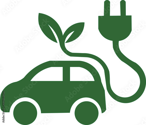 Eco Fuel Pump and Electric Plug Icon Set – Green Energy Infrastructure, Renewable Power Station, Sustainable Fuel and Clean Technology Concept