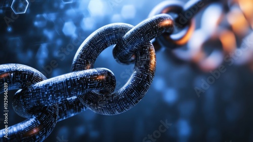 Interlocking Digital Blockchain Network Links Symbolizing Secure Data Technology and Global Connectivity