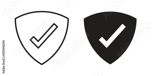 Shield check mark icons In Trendy Design Vector Eps 10, Editable Stroke and solid flat.