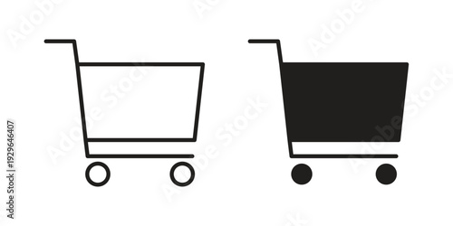 Shopping Cart icons In Trendy Design Vector Eps 10, Editable Stroke and solid flat.