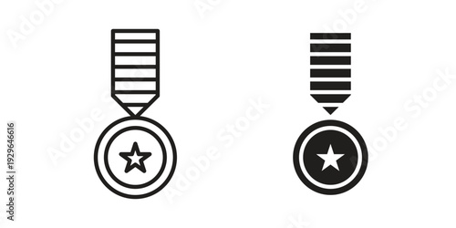 Sports medal icons In Trendy Design Vector Eps 10, Editable Stroke and solid flat.