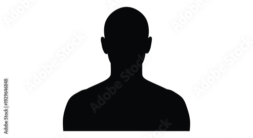 A stark black silhouette of a human head and shoulders against a bright white background emphasizing form silhouette