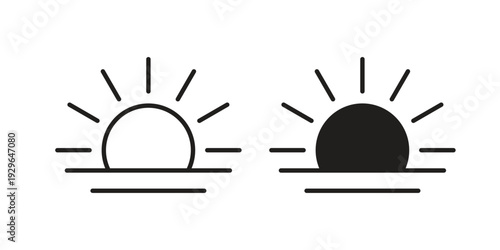 Sunrise icons In Trendy Design Vector Eps 10, Editable Stroke and solid flat.