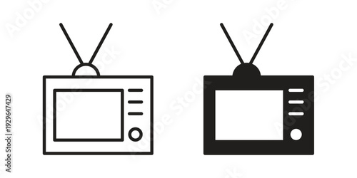 Television icons In Trendy Design Vector Eps 10, Editable Stroke and solid flat.
