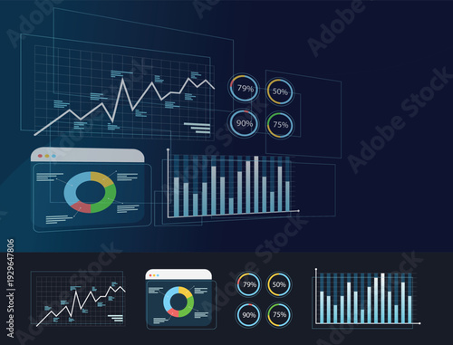 Admin Panel Dashboard UI Template with Financial Statistics Charts and Reports