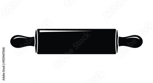 A stark black silhouette of a classic rolling pin showcasing a kitchen tool essential for baking and pastry silhouette