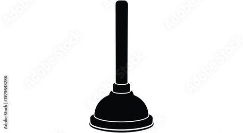 A simple black silhouette of a traditional plunger commonly used for unclogging drains and pipes silhouette high quality professional