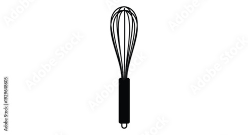 A minimalist depiction of a kitchen whisk showcasing its functional design as a striking black silhouette high quality professional