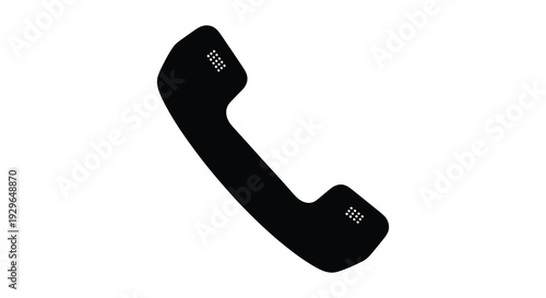 A minimalist depiction of a classic telephone handset in stark black highlighting its form as a silhouette high quality