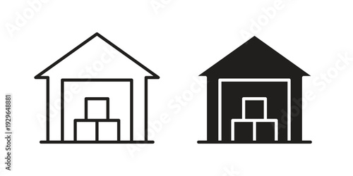 Warehouse icons In Trendy Design Vector Eps 10, Editable Stroke and solid flat.