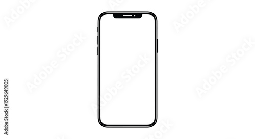 Bild auf Leinwand A stark black outline of a modern smartphone against a plain white background pr
