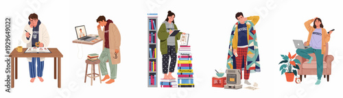 University Students Navigating Remote Learning, Academic Pressure, and Personal Well-being at Home: A Series on Modern Student Life and Online Education Challenges.