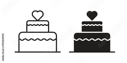 Wedding cake icons In Trendy Design Vector Eps 10, Editable Stroke and solid flat.