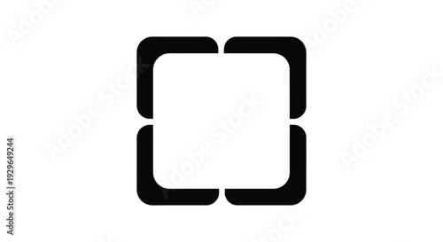 A minimalist design featuring two interlocking square brackets against a plain white backdrop a striking silhouette high quality professional