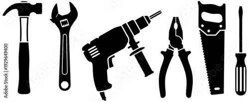 Set of essential tools for home improvement and repair projects