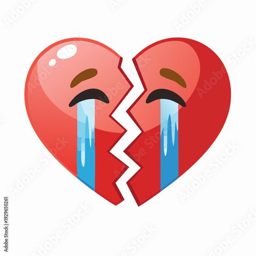 Broken heart with tears, symbolizing heartbreak and sadness.