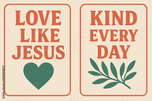 Retro Love Banners. Love in Action. Two vertical A6 banners with safe margins, centered composition, no elements touching edges, retro, coral and teal, heart,