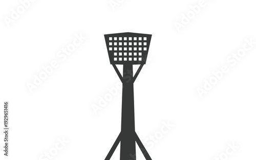 Stadium spotlight tower silhouette for sports arena lighting and illumination vector.