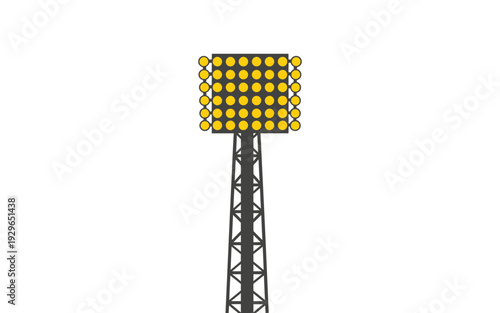 Stadium floodlight tower for sports lighting and arena illumination vector illustration.