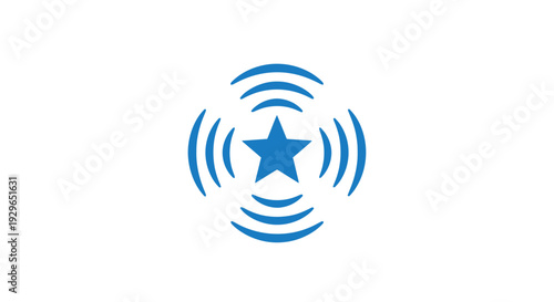 Blue star icon with circular motion effect.