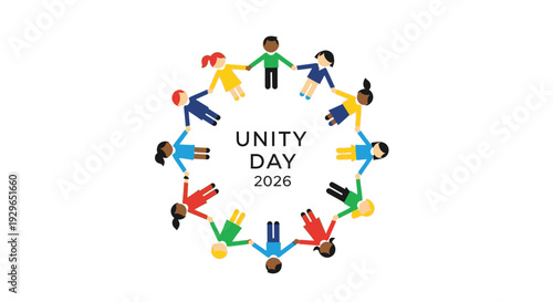 Diverse group of people holding hands in unity circle for Unity Day 2026.