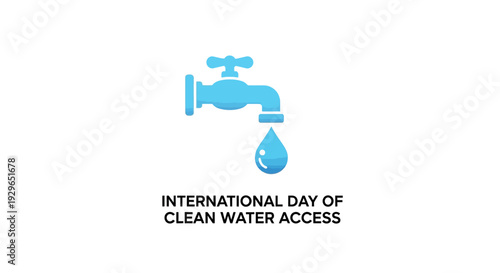 International Day of Clean Water Access illustration with faucet and water drop.