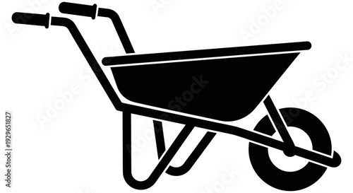 Wheelbarrow illustration for gardening and construction projects with a simple design and single wheel