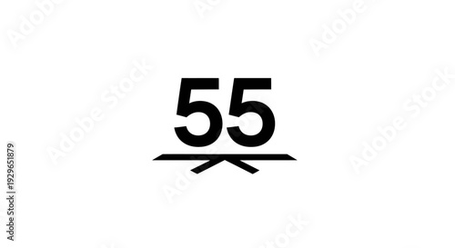 Simple black and white graphic design element with number 55.